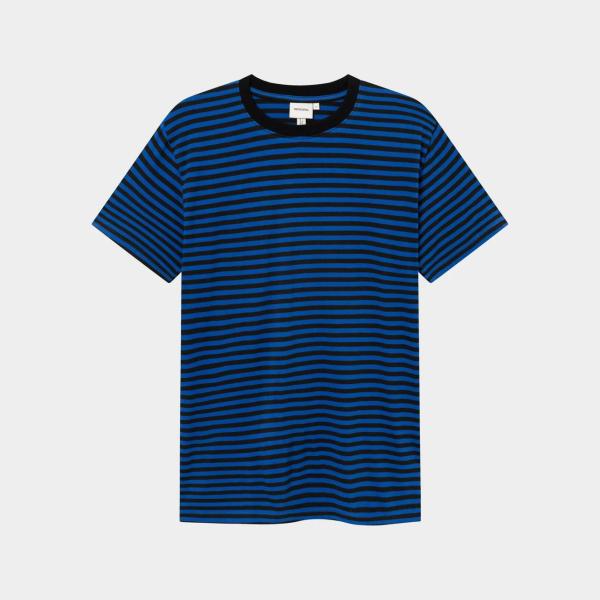 Dedicated T-Shirt Stockholm Stripes Black/Surf BLue